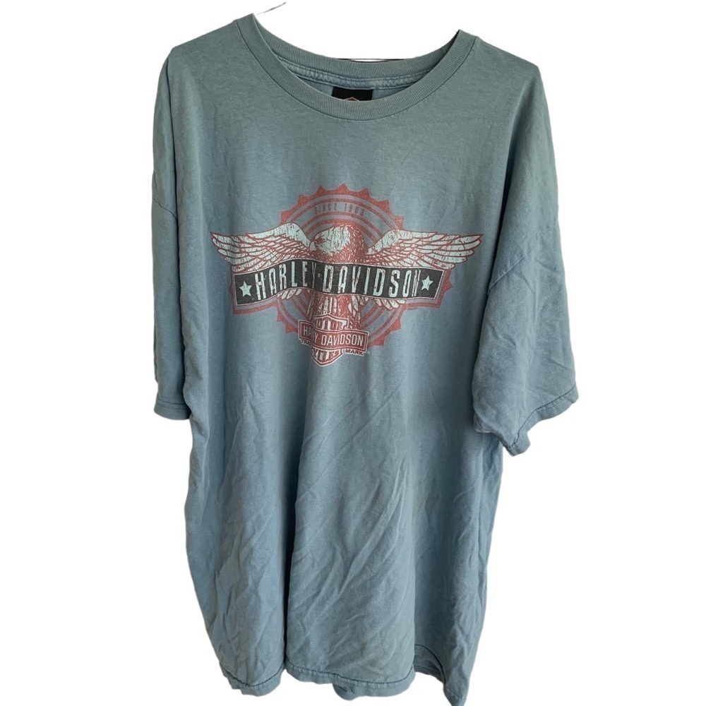 Harley Davidson Tee Shirt Silver Eagle Waterloo Iowa Mens Adult XL Motorcycles